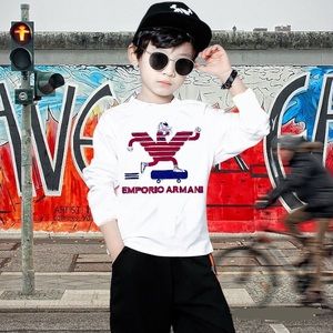 NWT Emporio Armani Tshirt graphic tee Kids Boys Girls Baby Long Sleeve Shirt